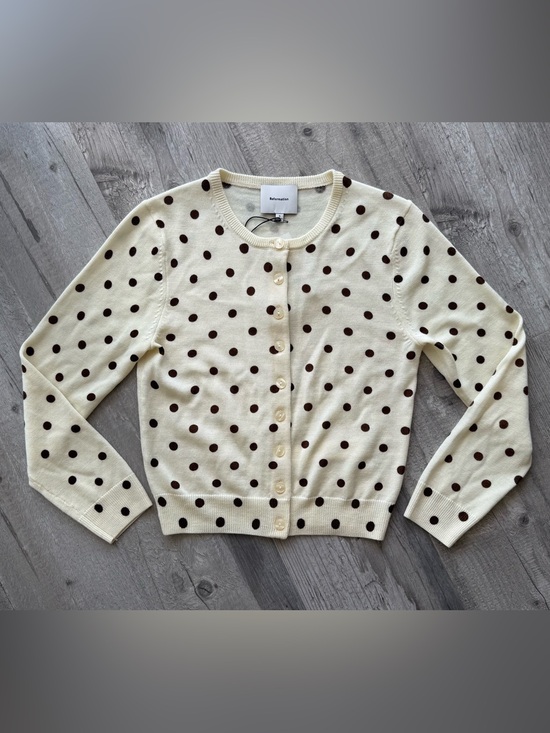 Reformation Sweaters - Reformation Cream Polka Dot Cardigan Sweater